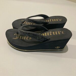 Juicy Couture Black and Gold Platform Sandals